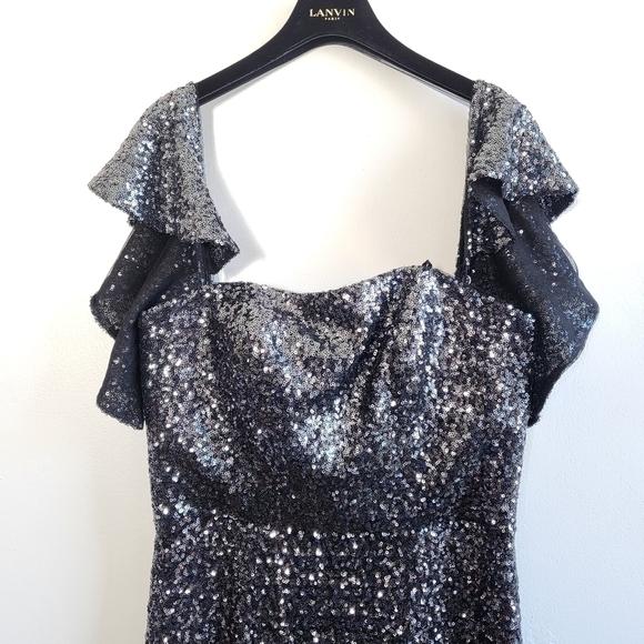 Marchesa Notte Ombré Sequin Gunmetal Column 3 In 1 Evening Gown NWT Size 8 - Picture 12 of 16